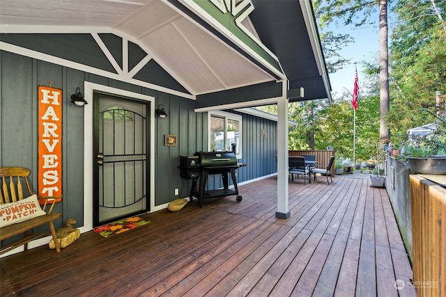 deck featuring grilling area