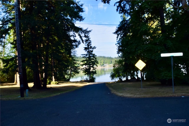 view of street featuring a water view