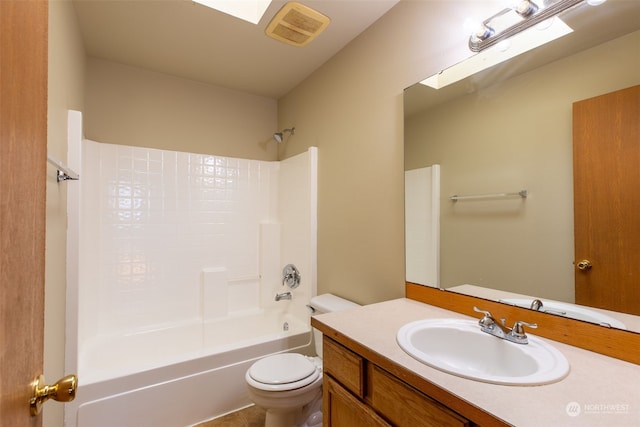 full bathroom featuring shower / bathing tub combination, tile patterned flooring, vanity, and toilet