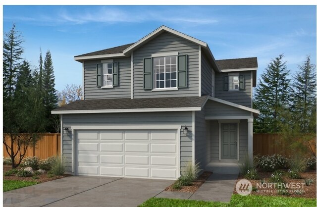 26506 176th Pl SE Unit 28, Covington, WA 98042 - traditional home featuring an attached garage, fence, driveway, and roof with shingles