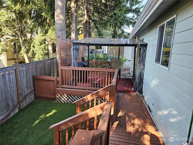 deck with a lawn