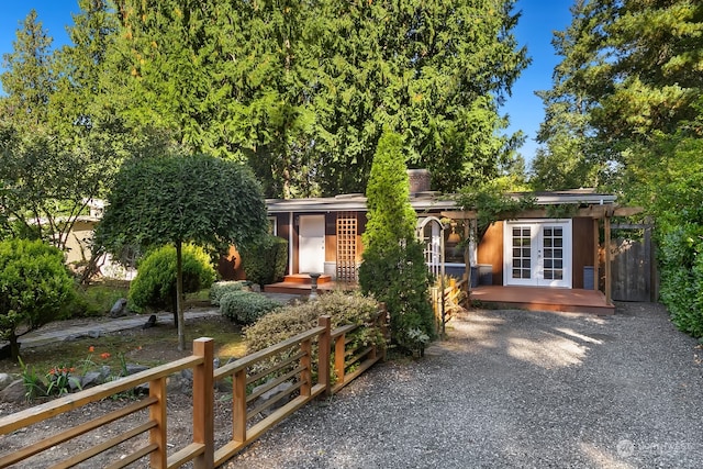 view of front of house with french doors