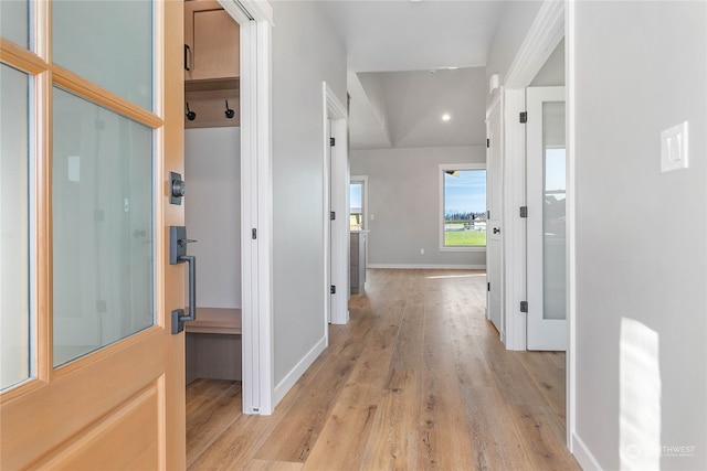 hall featuring light hardwood / wood-style flooring