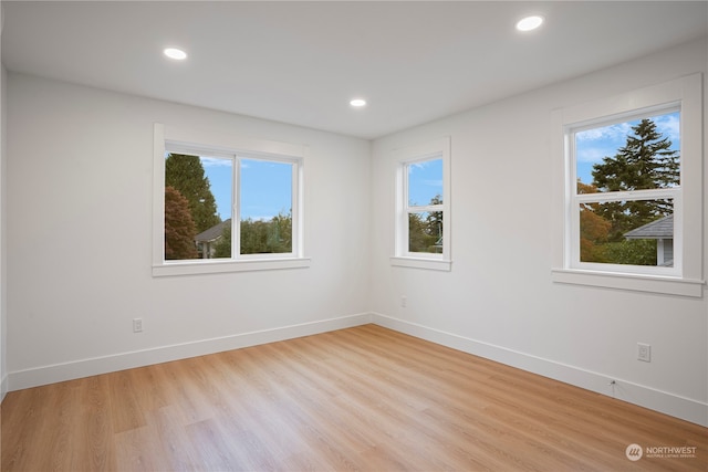 empty room with light hardwood / wood-style floors