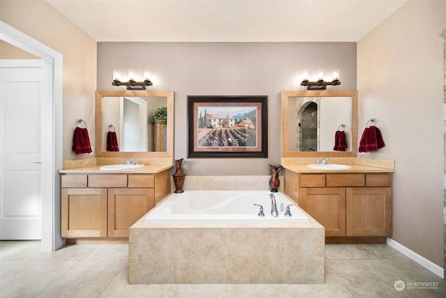 9225 Red Cliff Dr NW Unit B53, Quincy, WA 98848 - full bath with tile patterned flooring, a garden tub, a sink, and two vanities