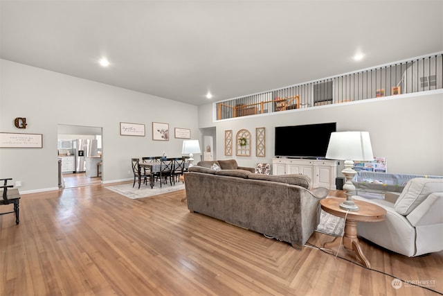 living room featuring light hardwood / wood-style floors