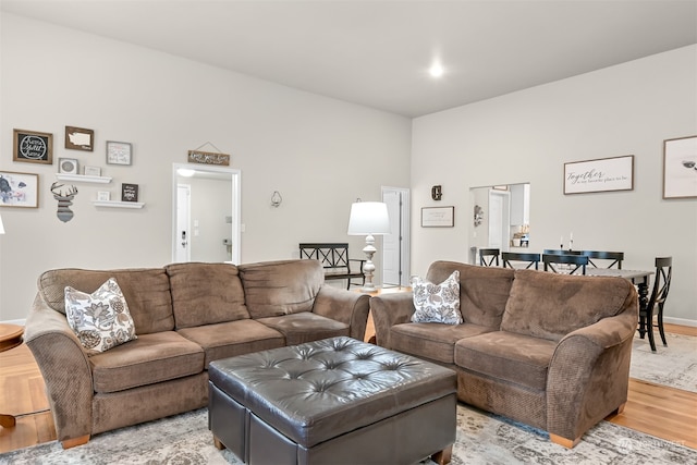 living room with wood-type flooring