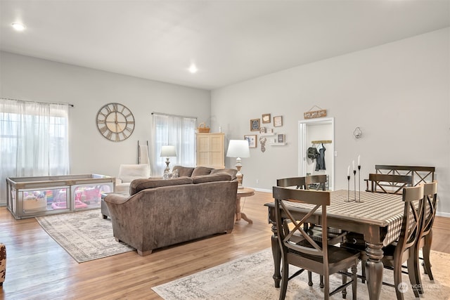 dining space featuring light hardwood / wood-style flooring