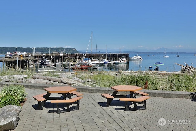 view of property's community with a water view