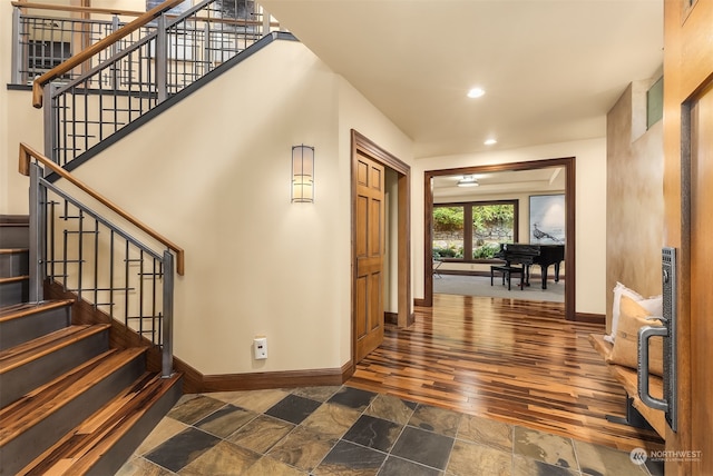 entrance foyer featuring dark hardwood / wood-style flooring