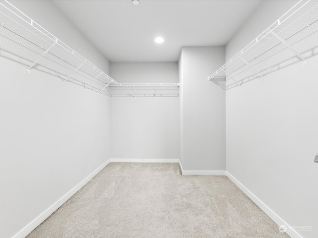 spacious closet with light colored carpet