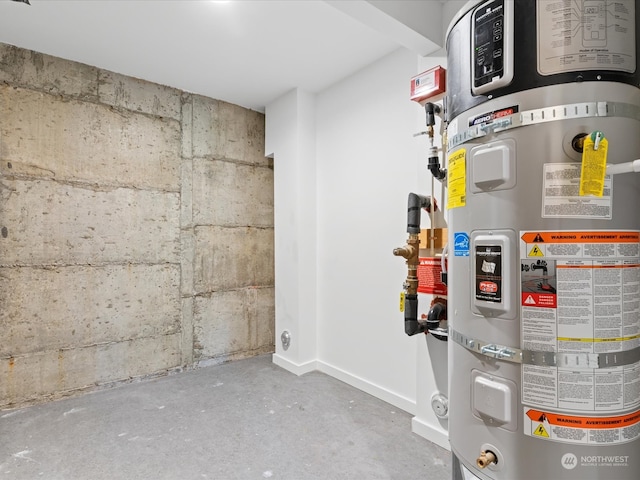 utility room with water heater