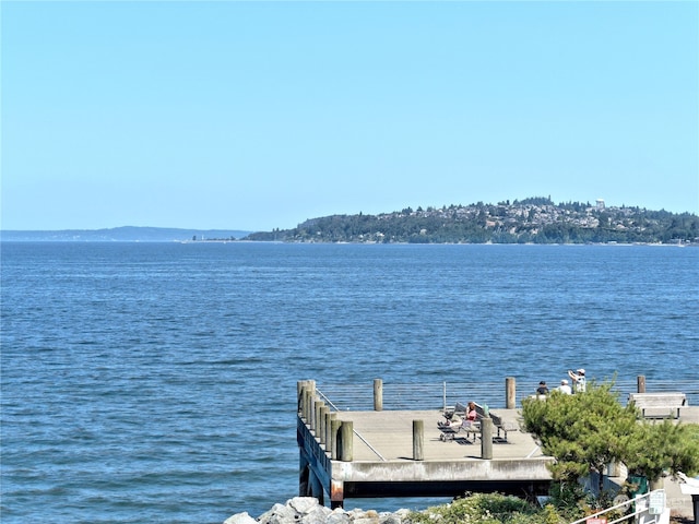 view of dock featuring a water view