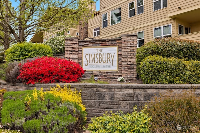 view of community sign