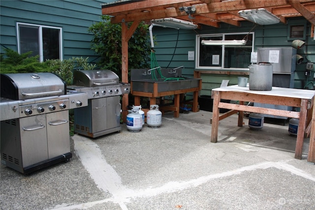 view of patio with grilling area