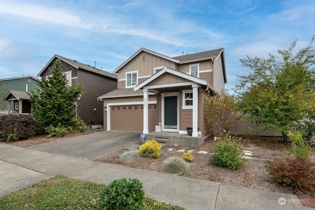 view of front of house with a garage