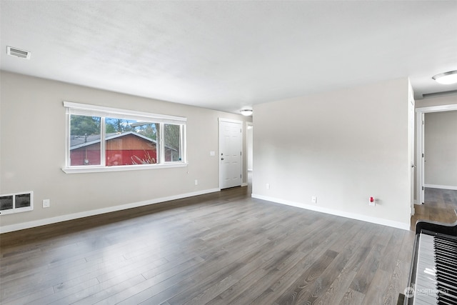 unfurnished living room with dark hardwood / wood-style floors