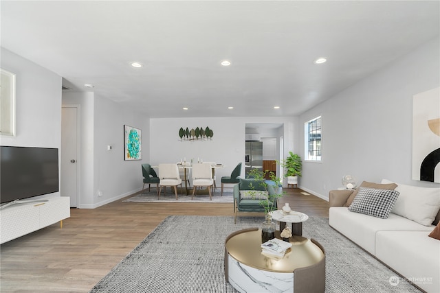 living room with wood-type flooring