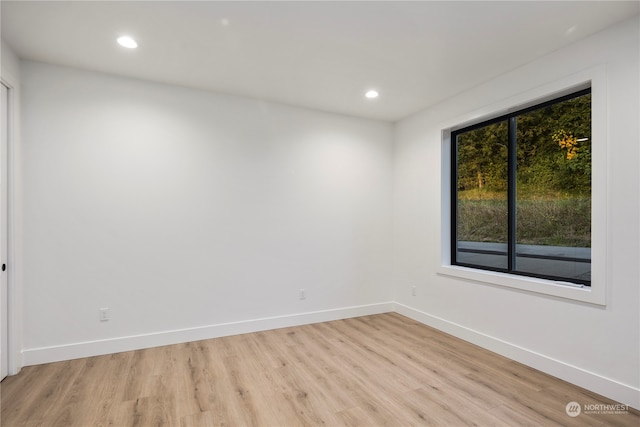 spare room with a healthy amount of sunlight and light wood-type flooring