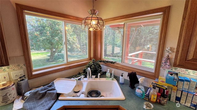 interior space with sink and a wealth of natural light