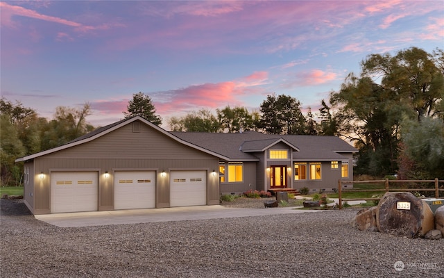 view of front facade with a garage