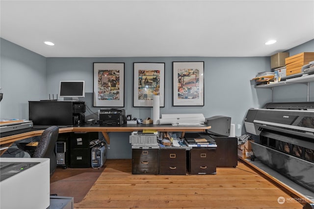 office featuring light hardwood / wood-style flooring