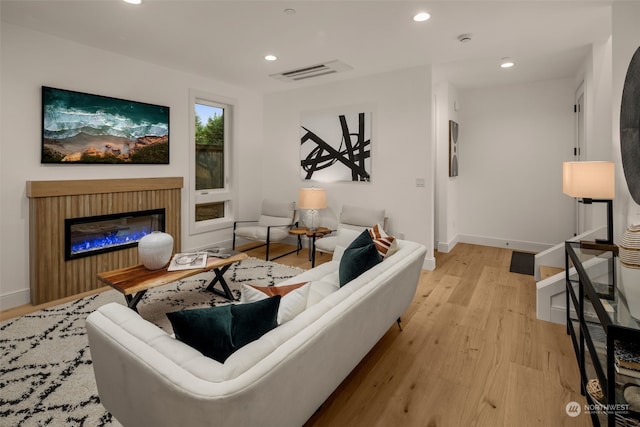 living room featuring light wood-type flooring