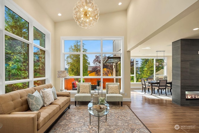 interior space featuring a notable chandelier