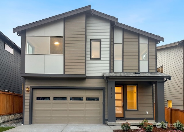 modern home featuring a garage