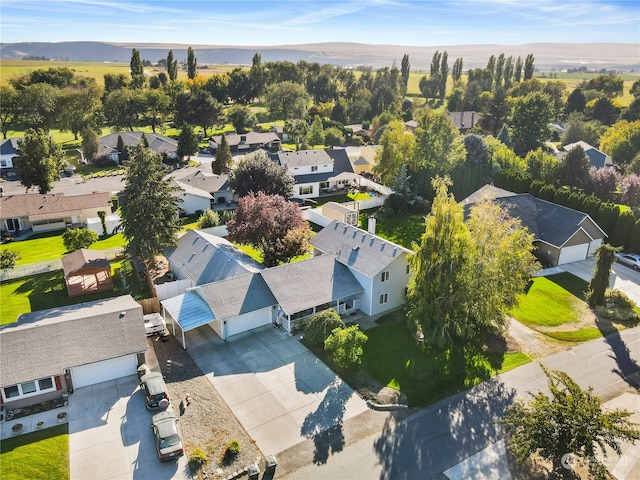 aerial view with a mountain view