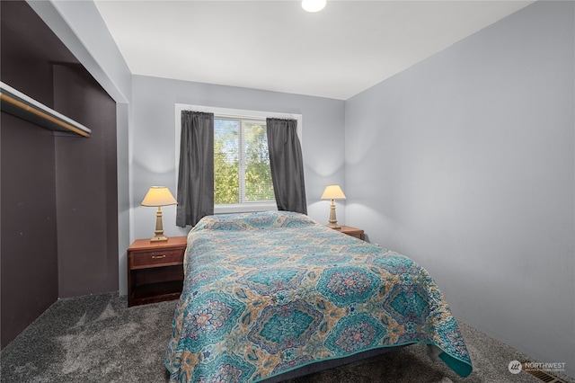 carpeted bedroom with a closet