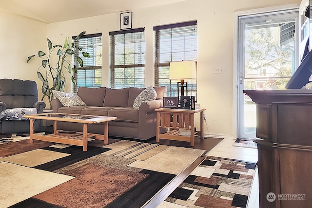 interior space featuring light tile patterned floors