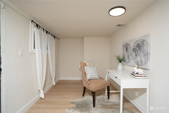 home office featuring light hardwood / wood-style flooring