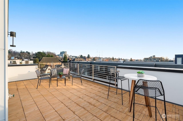 view of patio featuring a balcony