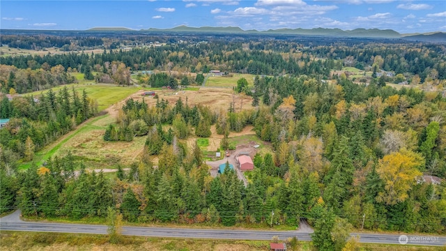 bird's eye view with a mountain view