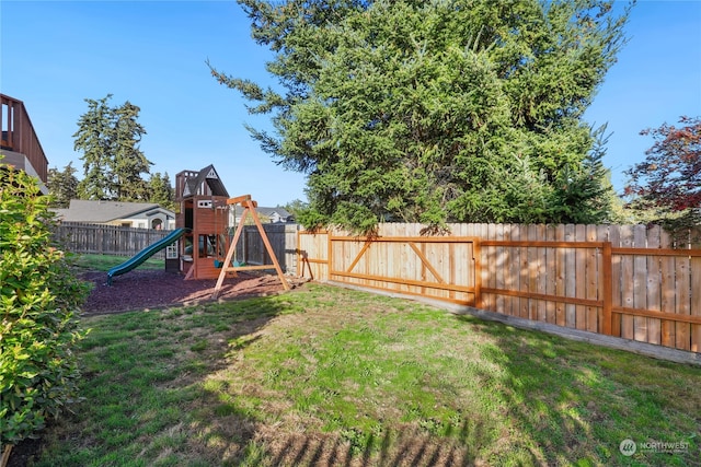 view of yard featuring a playground