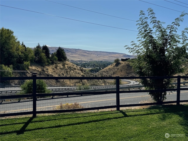 view of yard with a mountain view