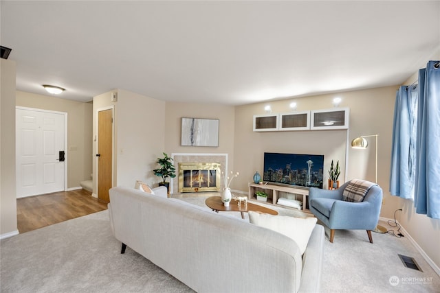 living room featuring hardwood / wood-style flooring