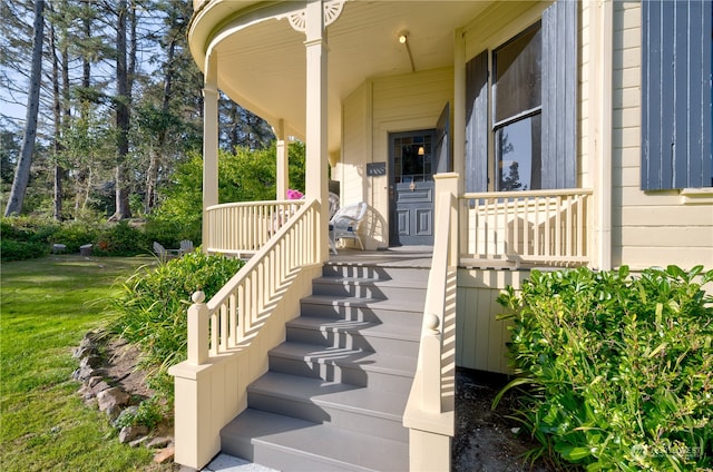 view of patio featuring a porch