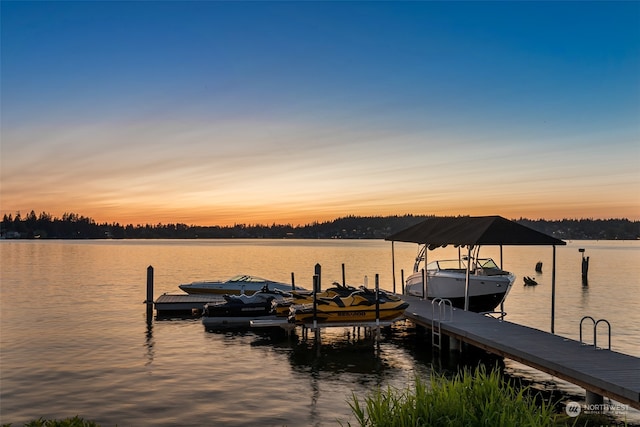 dock area featuring a water view