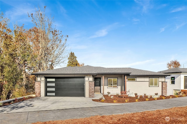 prairie-style house with a garage