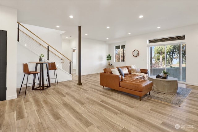 living room featuring light hardwood / wood-style flooring