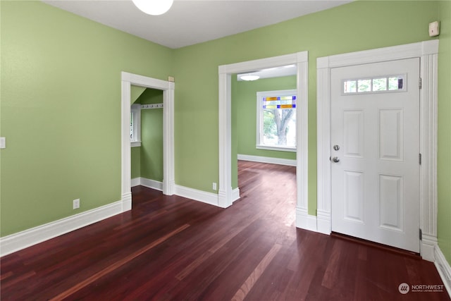 foyer featuring dark hardwood / wood-style floors