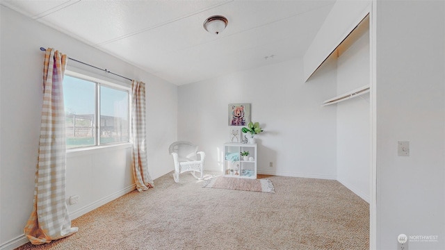 interior space featuring baseboards and carpet