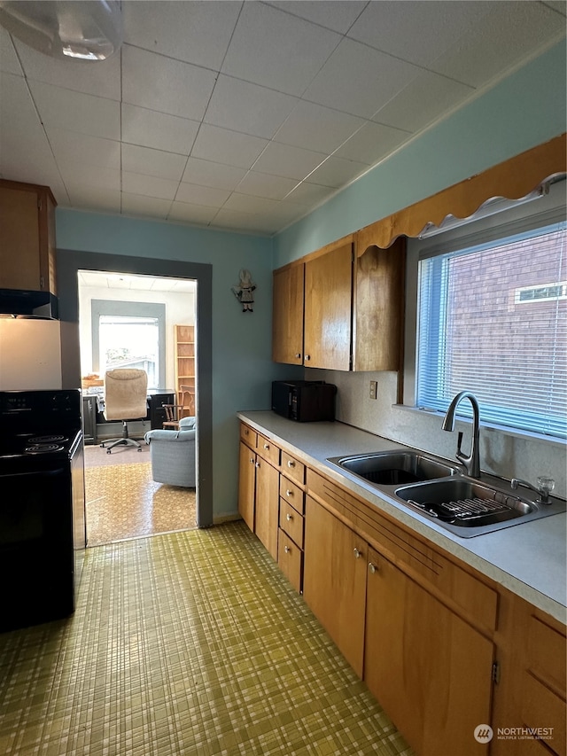 kitchen with black appliances and sink