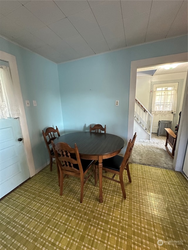 dining area featuring carpet floors