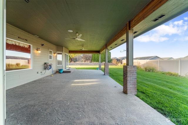 view of patio with ceiling fan