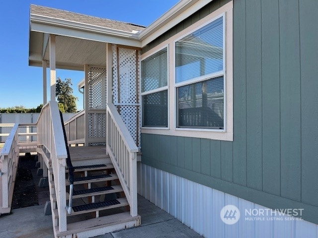 exterior space featuring a wooden deck