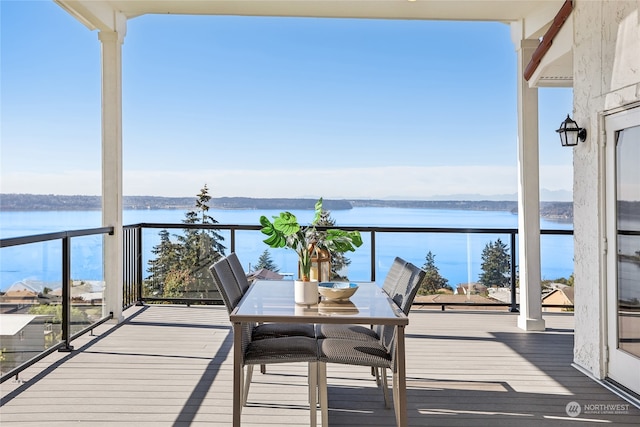 balcony with a water view