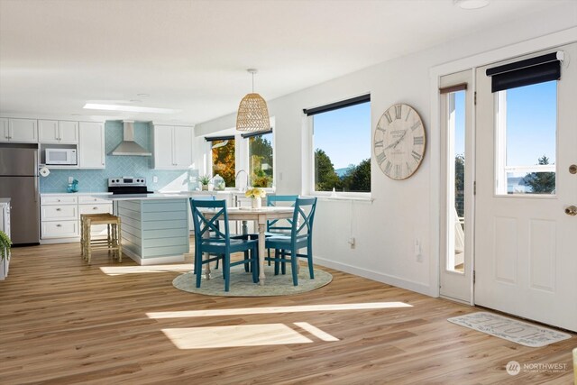 dining room featuring light hardwood / wood-style floors